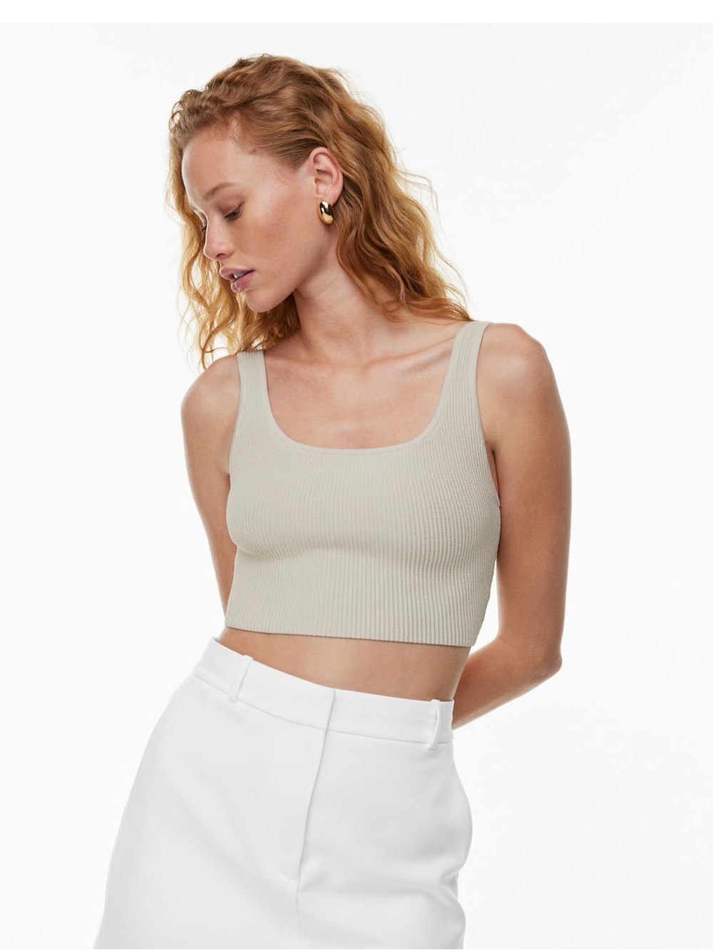 Babaton Beige Cropped Tank
